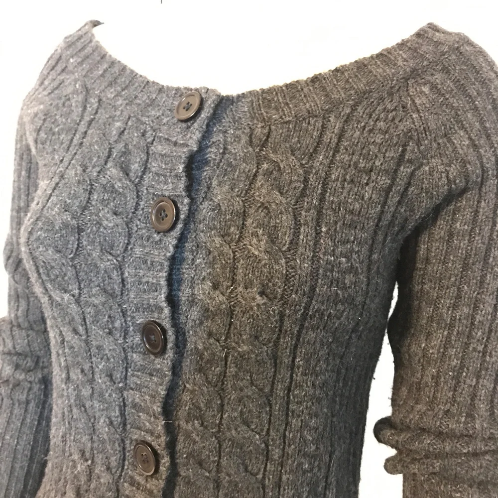 Wool blend Gray Cable Cardigan - Picture 2 of 8